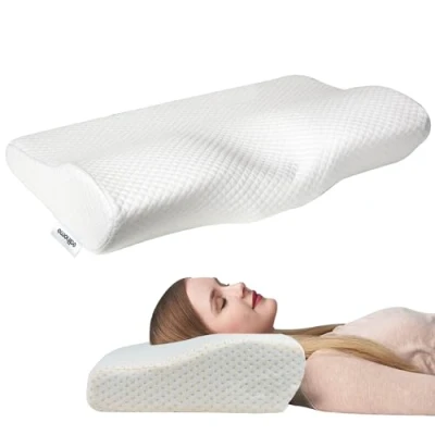 Immagine di Edihome, Cuscino Cervicale, Memory Foam, 50 x 30 10 cm, Viscoelastico, con Doppia Fodera in Cotone, Ipoallergenico