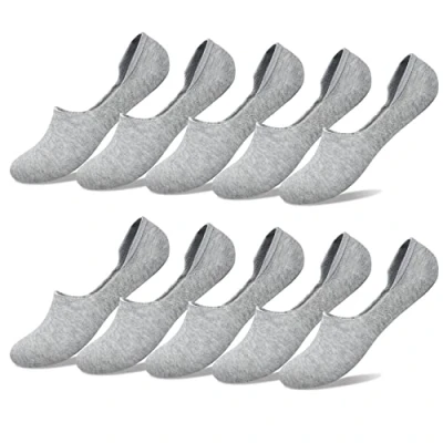 Immagine di YouShow Calzini Donna Uomo 10 Paia Fantasmini Calze Invisibili Corti con cotone Antiscivolo (Grigio, 39 42)