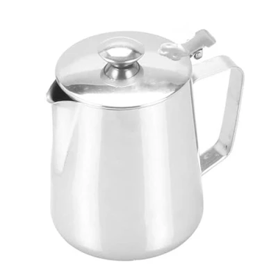 Immagine di Nikou Bicchiere da schiuma, Tazza caffè in acciaio inossidabile Brocca con schiuma Latte coperchio per Art(600ml)