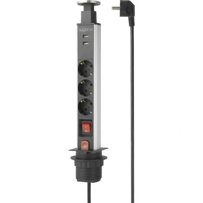 Immagine di Sygonix SY 4755590 Multipresa ad incasso Nero, Argento Schuko 1 pz.