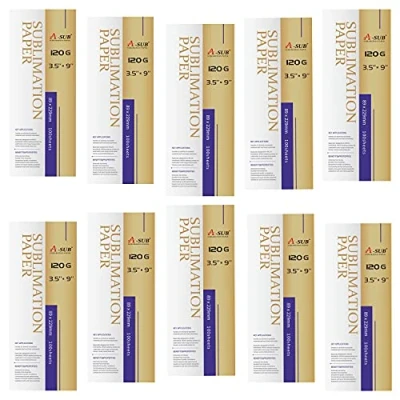 Immagine di a SUB Carta sublimatica per tazze formato 120 g/m² 3,5x9&#039;&#039; 89x229 mm 1000 fogli, compatibile con stampanti sublimazione Epson, Sawgrass, Ricoh e Brother (1000 fogli)