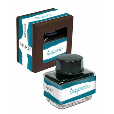 Immagine di ONLINE Flacone di inchiostro turchese da 15 ml, colorato per calligrafia, scrivere, convertitore, a base