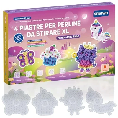 Immagine di Smowo® 10 mm perline da stirare in molte forme, set con 4 piastre e modelli, grandi per matite bambini dai 3 anni su