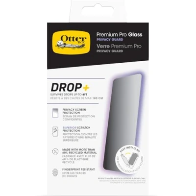 Immagine di OtterBox Pellicola protettiva in Vetro temperato Premium Pro Glass Privacy Guard per iPhone 16 Max, Protezione antigraffio superiore, graffi e cadute da 1.8m