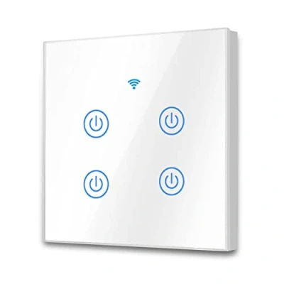 Immagine di EXTRASTAR Interruttore da parete touch Wi Fi, 4 vie, canali, compatibilità con assistenti intelligenti come Google Home e Amazon Alexa Cavo Neutro Bianco richiesto