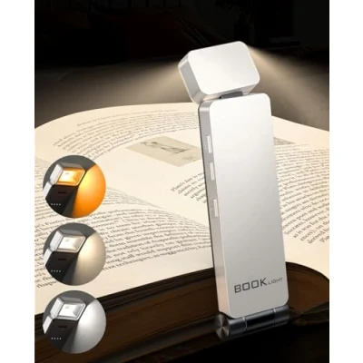 Immagine di Tyreses Luce per Lettura Libri a Letto, Lampada da LED Portatile con Clip, Ricaricabile USB, 3 Colori e Luminosità Regolabili in Continuo, Regalo Bambini Amanti Della Lettura（Bianco）