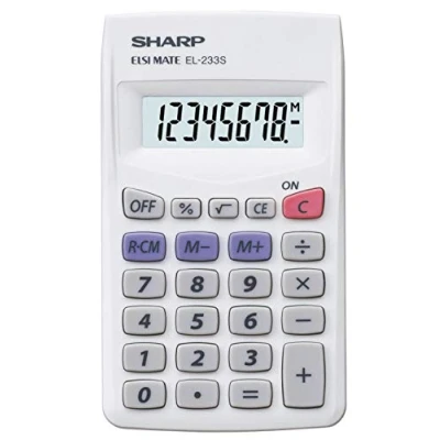 Immagine di Sharp EL 233 S Calcolatrice tascabile Bianco Display (cifre): 8 A batteria (L x P) 62 105 mm