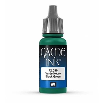 Immagine di Vallejo Game Ink Vernice Acrilica a Base d&#039;Acqua, 17 ml, Verde (Inky Black Green)