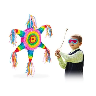 Immagine di Relaxdays Pignatta a Forma di Stella Messicana, da Riempire, per Feste Compleanno dei Bambini, Appendere, in Carta, Grande, Colorata