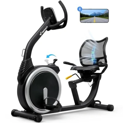 Immagine di MERACH Cyclette Reclinata per Casa, 8 Livelli di Resistenza Regolabili, Bici da Allenamento Leggera Tipo Commerciale, Ergometro Recumbent con Esclusiva App, Display LCD, Sensori Frequenza Cardiaca