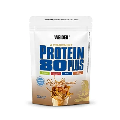 Immagine di Weider Protein 80 Plus multicomponenti, Sapore Toffee Caramel, Proteine in Polvere per Shake Cremosi, Mix di Proteine, pochi Grassi e Zuccheri 1x500gr