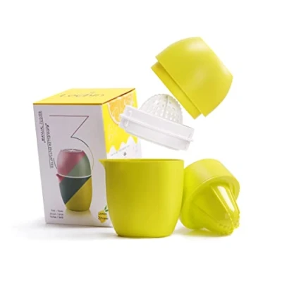 Immagine di Lechin Spremiagrumi manuale con design unico a forma di limone, due modi utilizzo per diversi tipi frutta (Giallo)