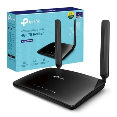 Immagine di TP Link Archer MR202 Router WiFi con SIM, 4G LTE Dual Band AC750Mbps, 3 Porte LAN e 1 LAN/WAN, Plug &amp; Play, 2 Antenne Smontabili, QoS, Onemesh