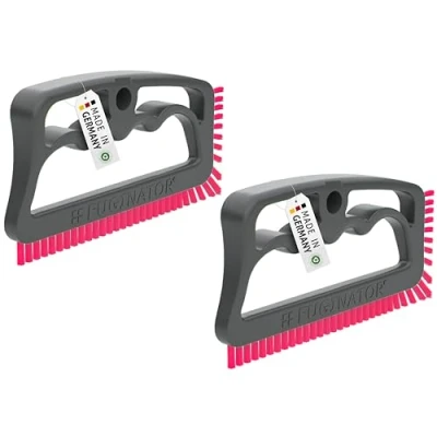 Immagine di FUGINATOR® Set di 2 spazzole per fughe in grigio/rosa spazzola la Pulizia delle bagno, WC, cucina, ecc. piastrelle e pavimenti Pratica