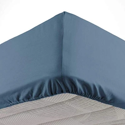 Immagine di Douceur d&#039;Intérieur, Lenzuolo con angoli elasticizzati (140 x 190 cm) Oscar Blu Notte, Microfibra Tinta unita