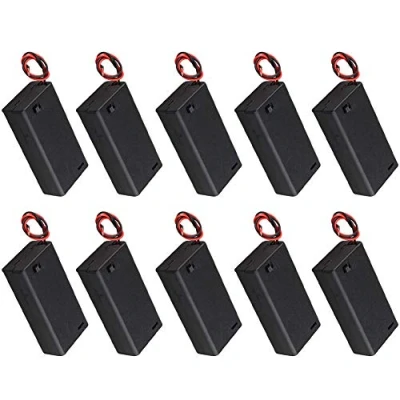 Immagine di YIXISI 10 Pezzi Portabatterieper di Plastica 2 Batterie AA da 1.5V, Custodia per Batteria con Case on/off Interruttore e Connessione Cavo, Supporto 3V