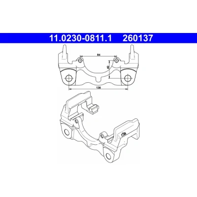 Immagine di ATE 11.0230 0811.1 Supporto Pinza Freno VOLKSWAGEN: Transporter 5, 5 Bus, Multivan (7HM