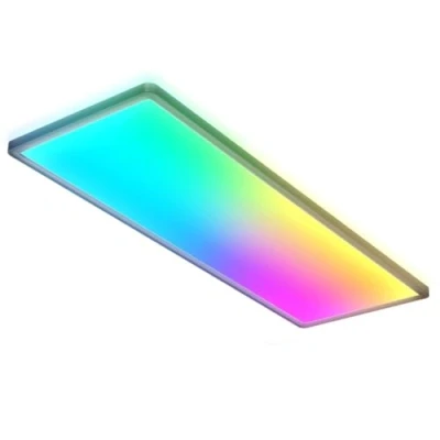 Immagine di B.K.Licht Plafoniera LED RGB, Pannello ultra piatto con cambio colore, Lampada da soffitto RGBW dimmerabile, illuminazione indiretta, telecomando, Rettangolare, Nera