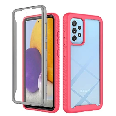 Immagine di XINNI Cover per Samsung Galaxy A52S(A52 4G 5G), Protezione Schermo Integrata 360 Gradi Antiurto Custodia, Rugged Doppia Faccia Bumper Trasparente Full Guscio Fronte Retro Case, Rosa