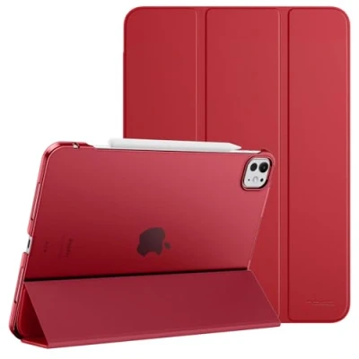 Immagine di MoKo Custodia per iPad PRO 11 Pollici M4 2024 (5a Gen.), Sottile con Retro Traslucido in PC Rigido 11&#039;&#039; (A2836/A2837/A3006), Supporta Apple Pencil PRO, Rosso