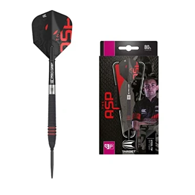 Immagine di Target Darts Set di Freccette Nathan Aspinall The Asp Nero 24G 80% Tungsteno Punta in Acciaio Swiss Point