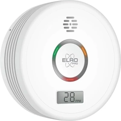 Immagine di Elro PRO PK4910 Design Rilevatore di monossido carbonio con batteria da 10 anni Autotest automatico Display Conforme alla norma europea EN50291, Bianco, 1 pz