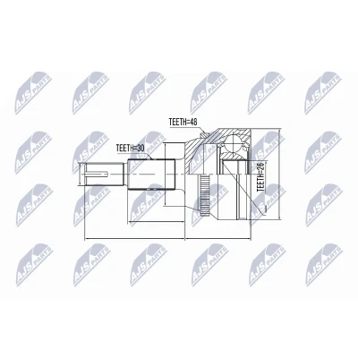Immagine di NTY NPZ TY 077 Kit Giunto Omocinetico lato ruota, Assale anteriore con anello sensore ABS