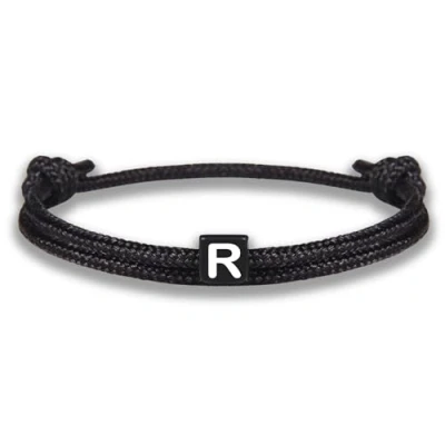 Immagine di GD GOOD.designs Bracciale in corda con lettere dell&#039;amicizia nero regolabile dimensioni 14cm 24cm Iniziale R