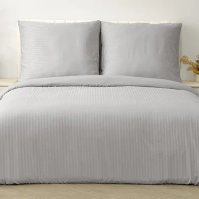 Immagine di Good Nite Set di biancheria da letto 240 x 220 cm, grigio a righe, in microfibra, cm + 2 federe 80 con chiusura lampo (grigio, 2)
