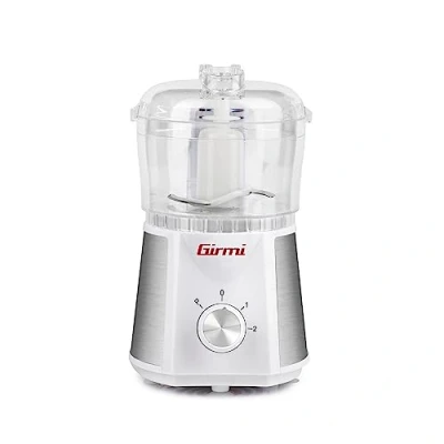 Immagine di Girmi TR05 Tritatutto Verticale, 350 W, Capacità 500ml, 2 velocità, Lame Inox, Doppia sicurezza, Bianco