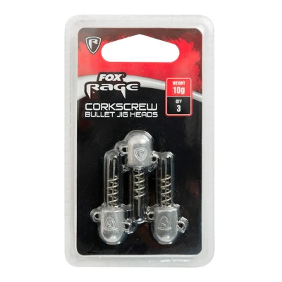 Immagine di Fox Rage Corkscrew Bullet Jig Heads 10g x 3pc Teste piombate