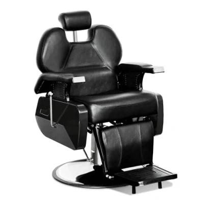 Immagine di Barberpub Poltrona per parrucchieri poggiatesta, pompa idraulica, girevole a 360 e regolabile in altezza, similpelle, 2687BK