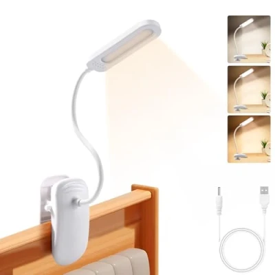 Immagine di Diboniur Lampada da Scrivania con Morsetto, Lettura a LED Ricaricabile, Pinza per Bambini Flessibile 360, 3 Colori e Dimmerabile Regolabile Studio Lavoro