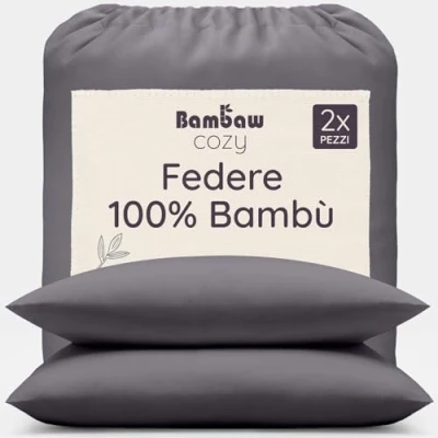 Immagine di Federa in Bambù Federe cuscini da letto rinfrescante Temperature Control Copricuscino anallergico eleganti Tessuto traspirante Antracite 40x80 Bambaw