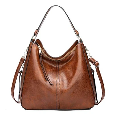 Immagine di Kris Anna Hobo Borsa a Spalla con Tracolla da Donna Borse mano Bauletto Secchiello in Pelle PU per Signora Marrone