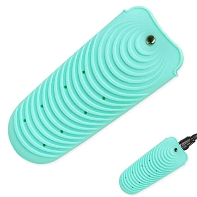 Immagine di tappetino in silicone resistente al calore per piastra capelli, custodia da viaggio antiscivolo ferro stiro, supporto termico portatile bacchetta arricciacapelli (verde)