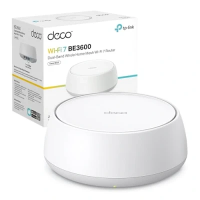 Immagine di TP Link WiFi 7 Deco BE25 Mesh WiFi, BE3600Mbps Dual Band, Router, AP, 2 Porte Ethernet di 2,5 Gbps, 4 Antenne Interne, MLO, AI Roaming, HomeShield, Funziona con Qualsiasi ISP, Modem e Alexa