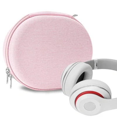 Immagine di GEEKRIA UltraShell Case for Solo Pro, Studio 3 Wireless, 2, Executive Headphones, Replacement Protective Hard Shell Travel Carrying Bag with Accessories Storage (Pink)