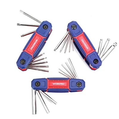 Immagine di WORKPRO Set di Chiavi Esagonali 24 Pezzi, in Metrico con Testa Piatta, Sferica e Torx Cr V, Ideale per Biciclette Casa
