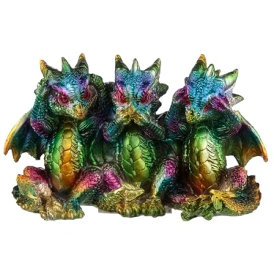 Immagine di Puckator Statuetta colori metallizzati Drago Iridescente Non Vedo Sento Parlo