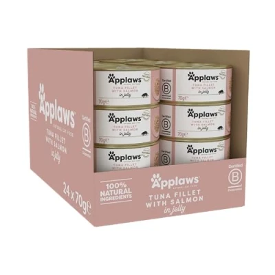 Immagine di Applaws Cat Tin 1x(24x70g) Tuna Fillet with Salmon in Jelly
