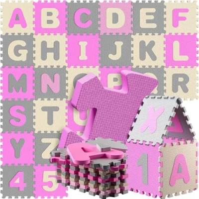 Immagine di Spielwerk® Tappeto Puzzle XXL 86 Pz per Bambini 3,3m² Tappetino Gattonare Lettere Numeri Apprendimento Gommapiuma