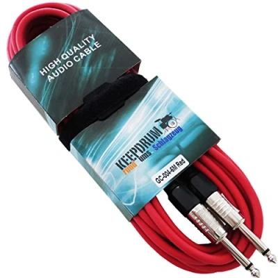 Immagine di KEEPDRUM GC 004 RD Cavo per chitarra, 6 m, con jack da 6,3 mm, colore rosso