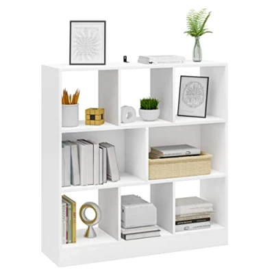 Immagine di WOLTU Libreria Scaffale Espositore Bianca con 3 Ripiani Mobiletto in Legno 8 Cubi Aperti Armadio da Esposizione per Soggiorno Ufficio e Cameretta 98X30X100cm SK021cm