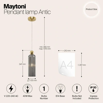 Immagine di Lampada a sospensione Modern Antic Gold Metal IP 20 AC 220 240 40 W per cucina, sala, studio, camera da letto