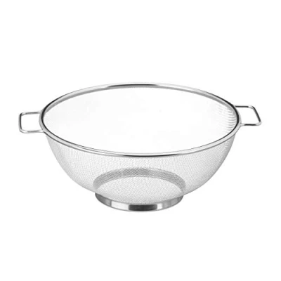Immagine di Relaxdays Cucina Scolapasta in Acciaio, Maglia Stretta, con Manici &amp; Base Rotonda, Lavabile Lavastoviglie, Ø 26 cm, Argento, Inox