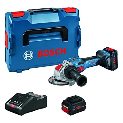 Immagine di Bosch Professional BITURBO smerigliatrice angolare a batteria GWX 18V 15 SC (attacco X LOCK, modulo Connectivity, velocità preimpostabili, 2 batterie ProCORE18V 8.0Ah + caricabatteria, L BOXX)