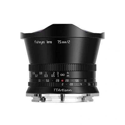 Immagine di TT Artisan 7,5 mm F2.0 APS C Fisheye connettore MFT Mount Black Ultra grandangolare con angolo di visione 180 gradi