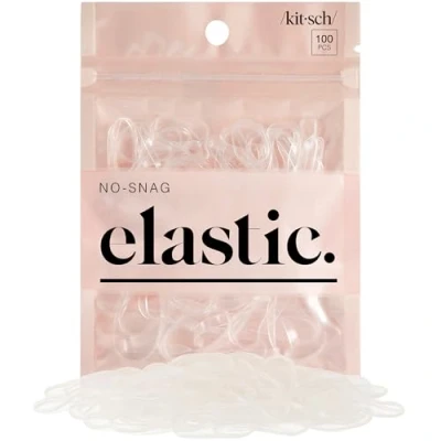 Immagine di Kitsch Pro No Snag Mini elastici gommosi per capelli, trecce, code di cavallo, fascette capelli bambini, 100 pezzi in una confezione (100 (1 confezione), trasparente)