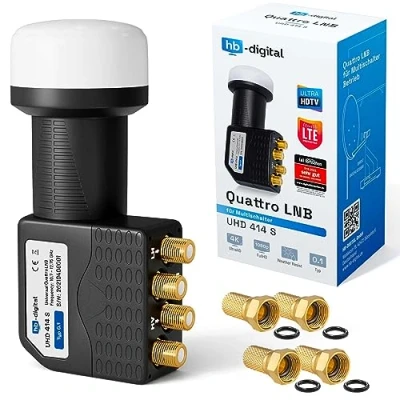 Immagine di LNB FULL HD TV 3D + contatti placcati oro protezione dagli agenti atmosferici (estraibile) in set HB digitale con spina placcata inclusa